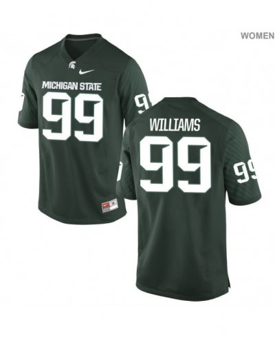 Women's Michigan State Spartans NCAA #99 Raequan Williams Green Authentic Nike Stitched College Football Jersey JF32F11RC